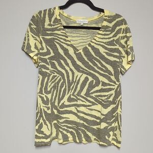 Michael Stars Yellow Zebra V Neck Shirt